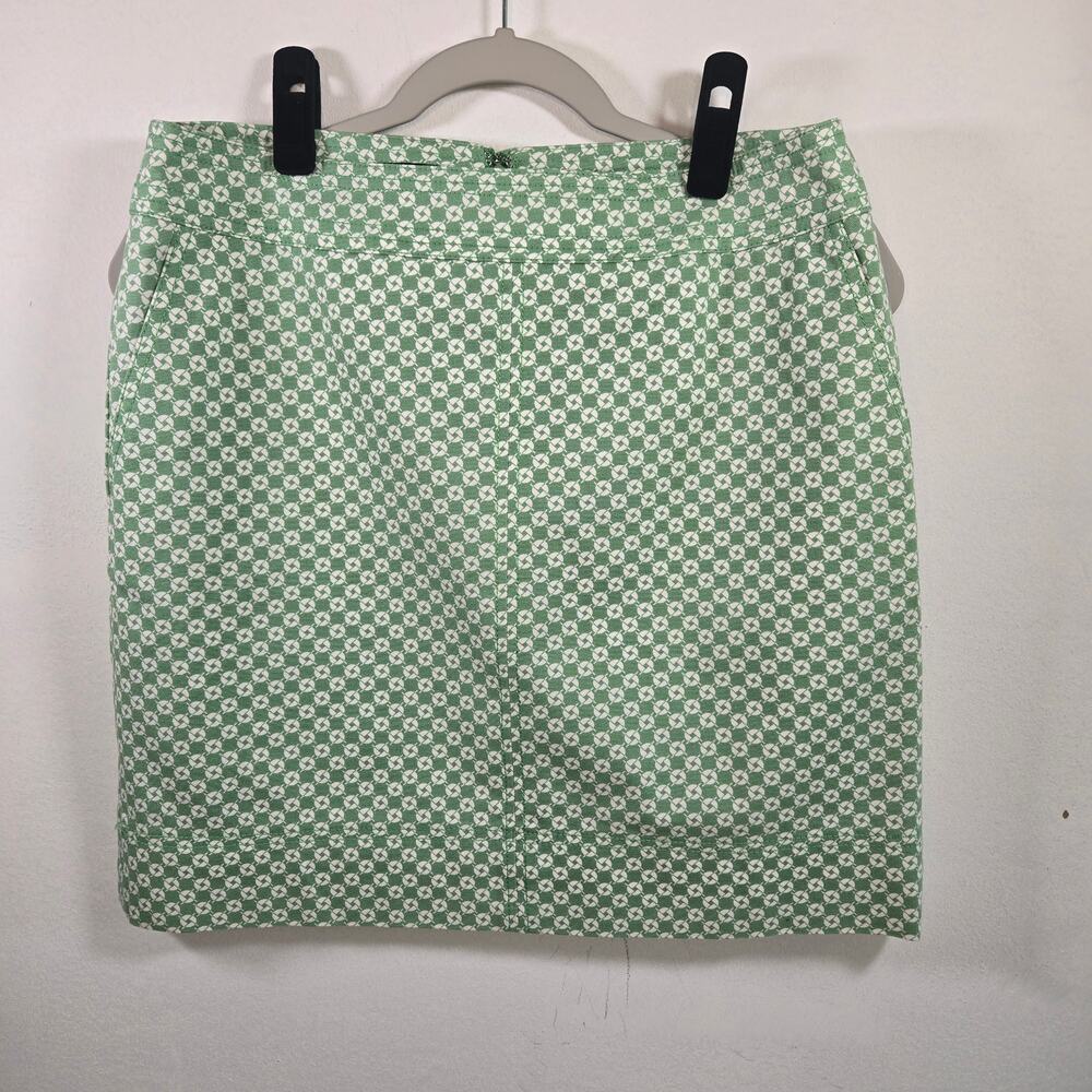 Talbots Womens A Line Green Geometric Pattern Lined Stretch Skirt. Size 8P
